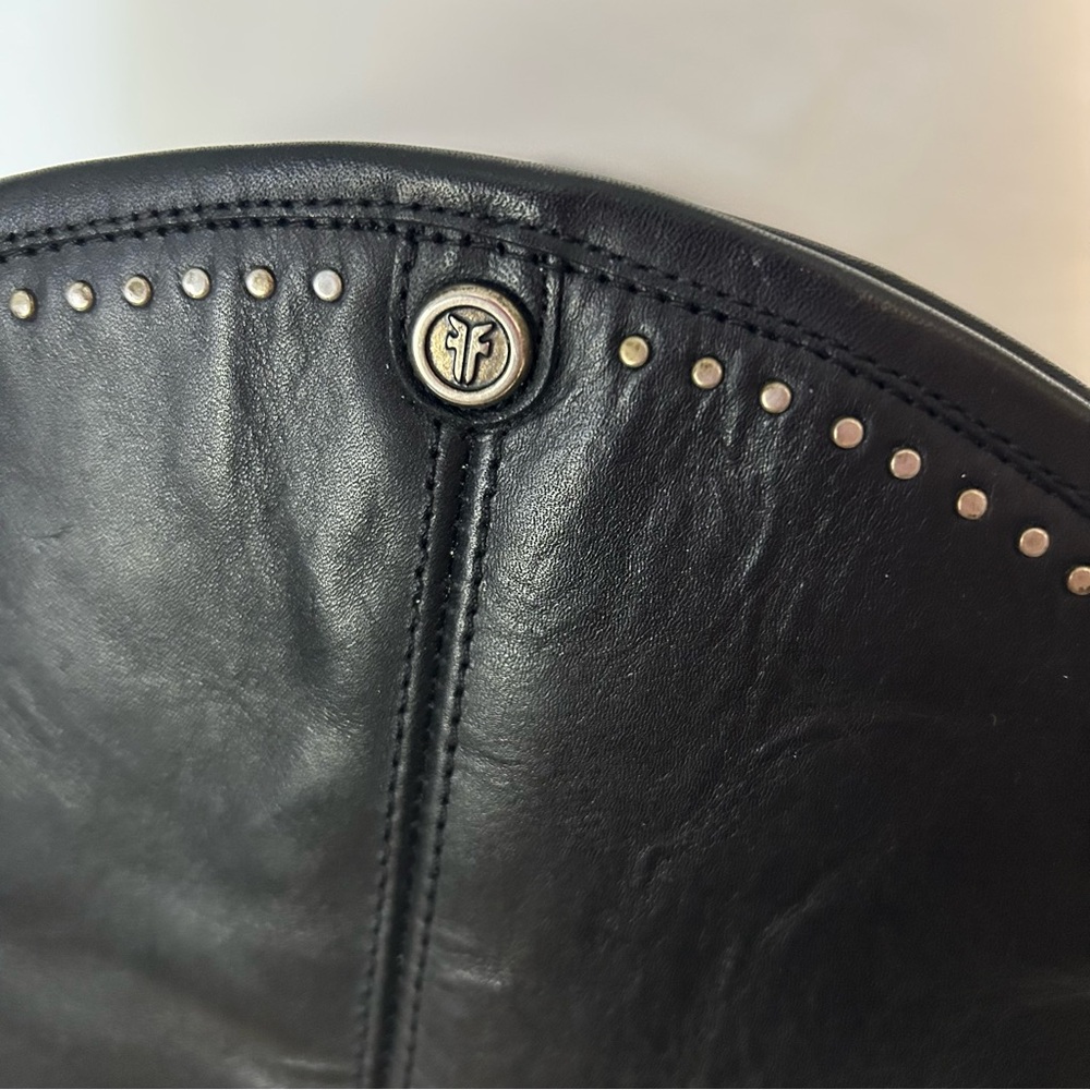 FRYE Melissa Button Tall Riding Boots Black Leather Studded - Size 8.5 - Picture 9 of 15